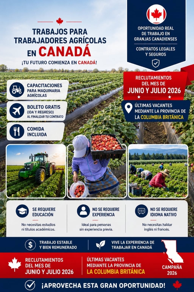 Afiche Vacantes Agrícolas Canadá